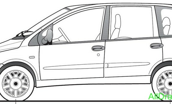 Fiat Multipla (2006) (Fiat Multipla (2006)) there are drawings of the car